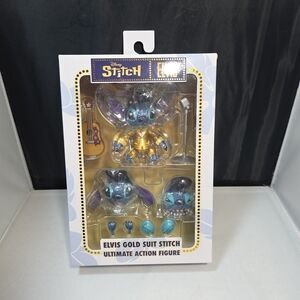 NECA Disney Lilo & Stitch Ultimate Gold Suit Elvis Stitch 7"Action Figure NIB (X